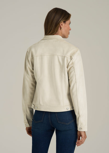 True Touch Suede Trucker Jacket for Tall Women in Overcast