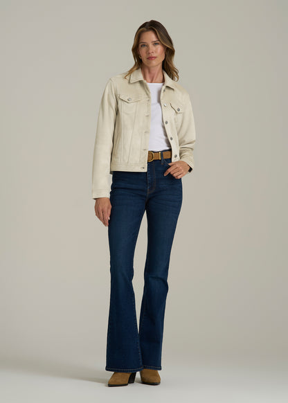 True Touch Suede Trucker Jacket for Tall Women in Overcast