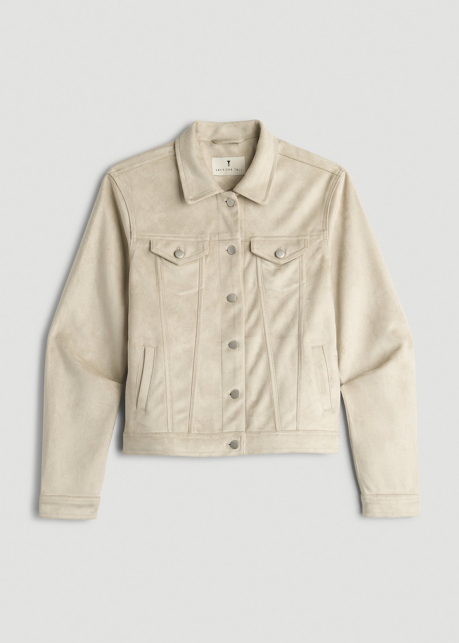 True Touch Suede Trucker Jacket for Tall Women in Overcast