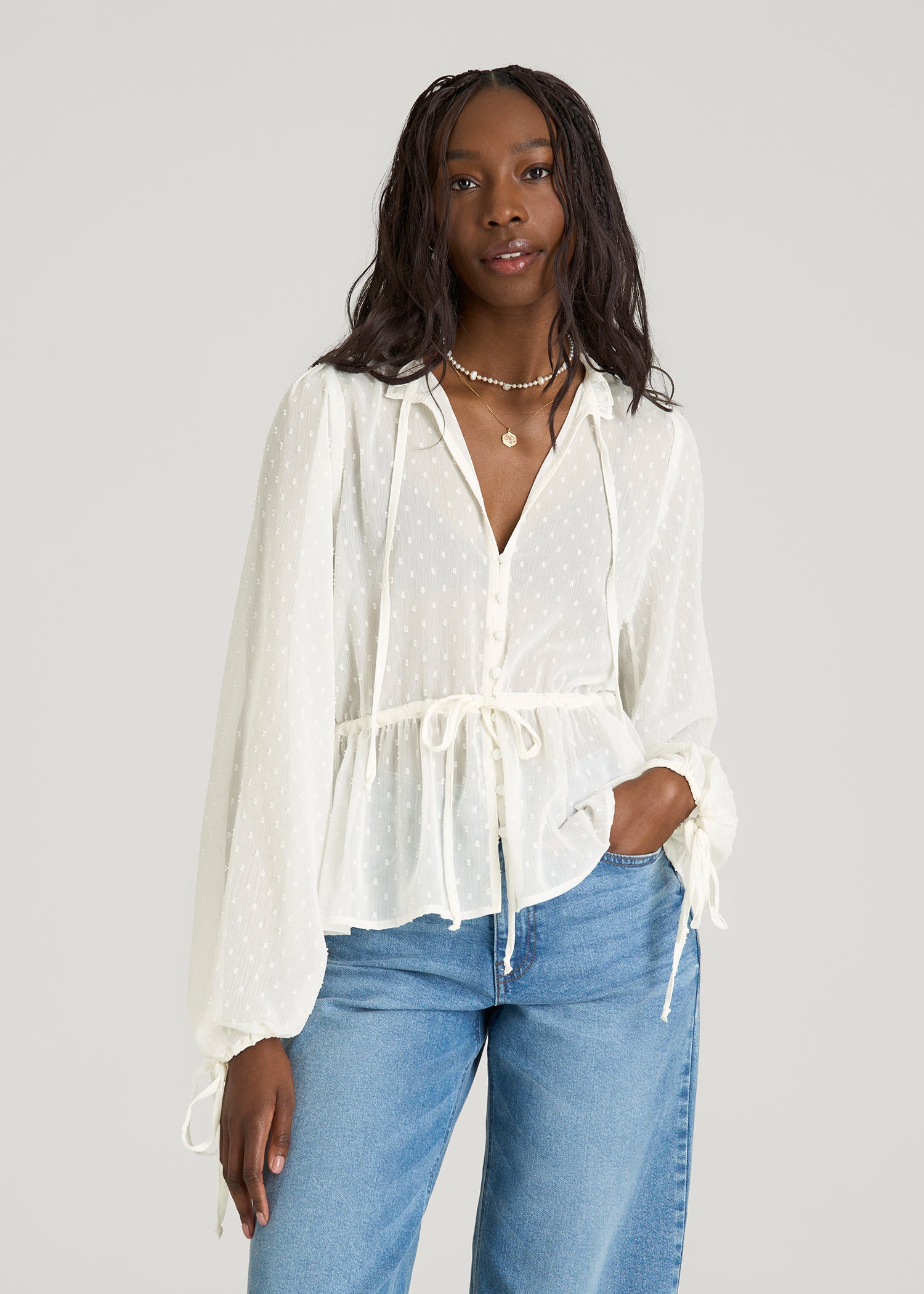 Peasant Blouse for Tall Women | Chiffon Tall Blouses | American Tall