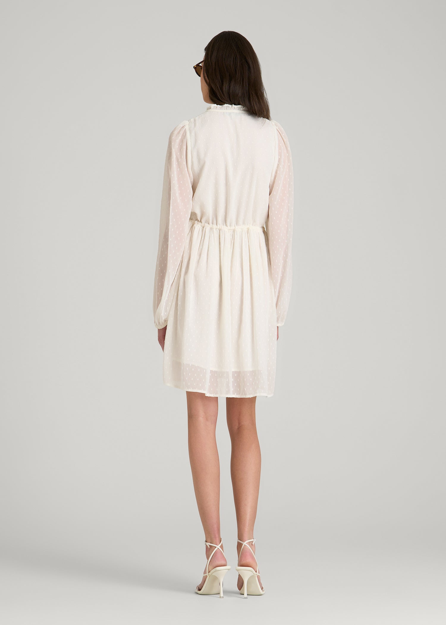 Peasant Chiffon Mini Dress for Tall Women in Antique White XL / Tall / Antique White Peasant Chiffon Mini Dress for Tall Women in Antique White XL / Tall / Antique White