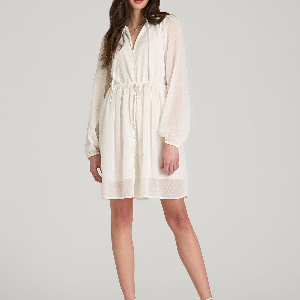short peasant dress GAUZE SHORT MUSCLE PEASANT DRESS WHITE