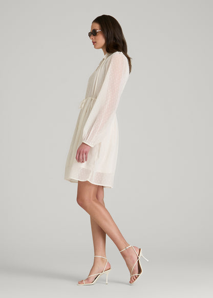 Peasant Chiffon Mini Dress for Tall Women in Antique White XL / Tall / Antique White Peasant Chiffon Mini Dress for Tall Women in Antique White XL / Tall / Antique White