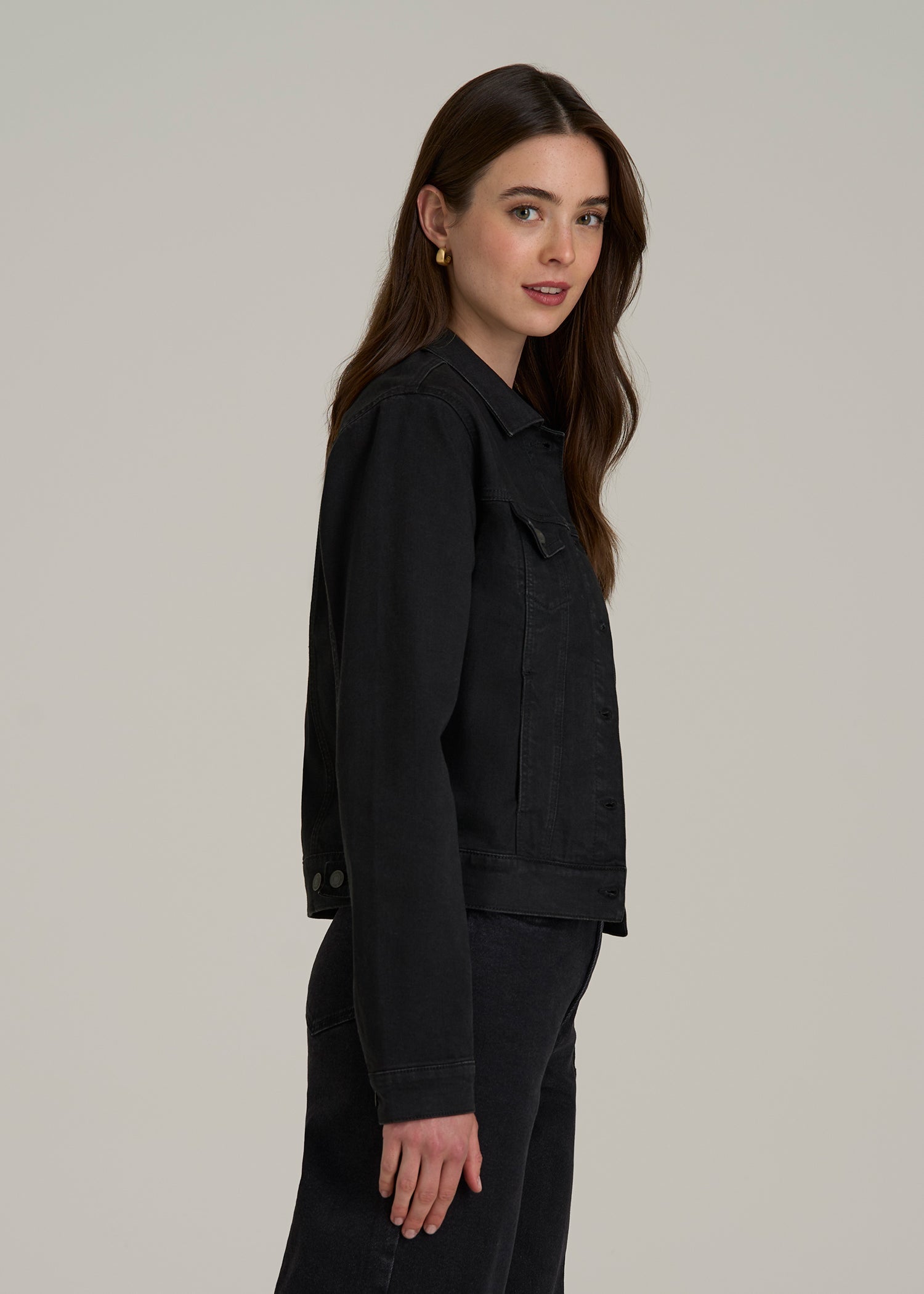 Classic Denim Jacket for Tall Women in Black