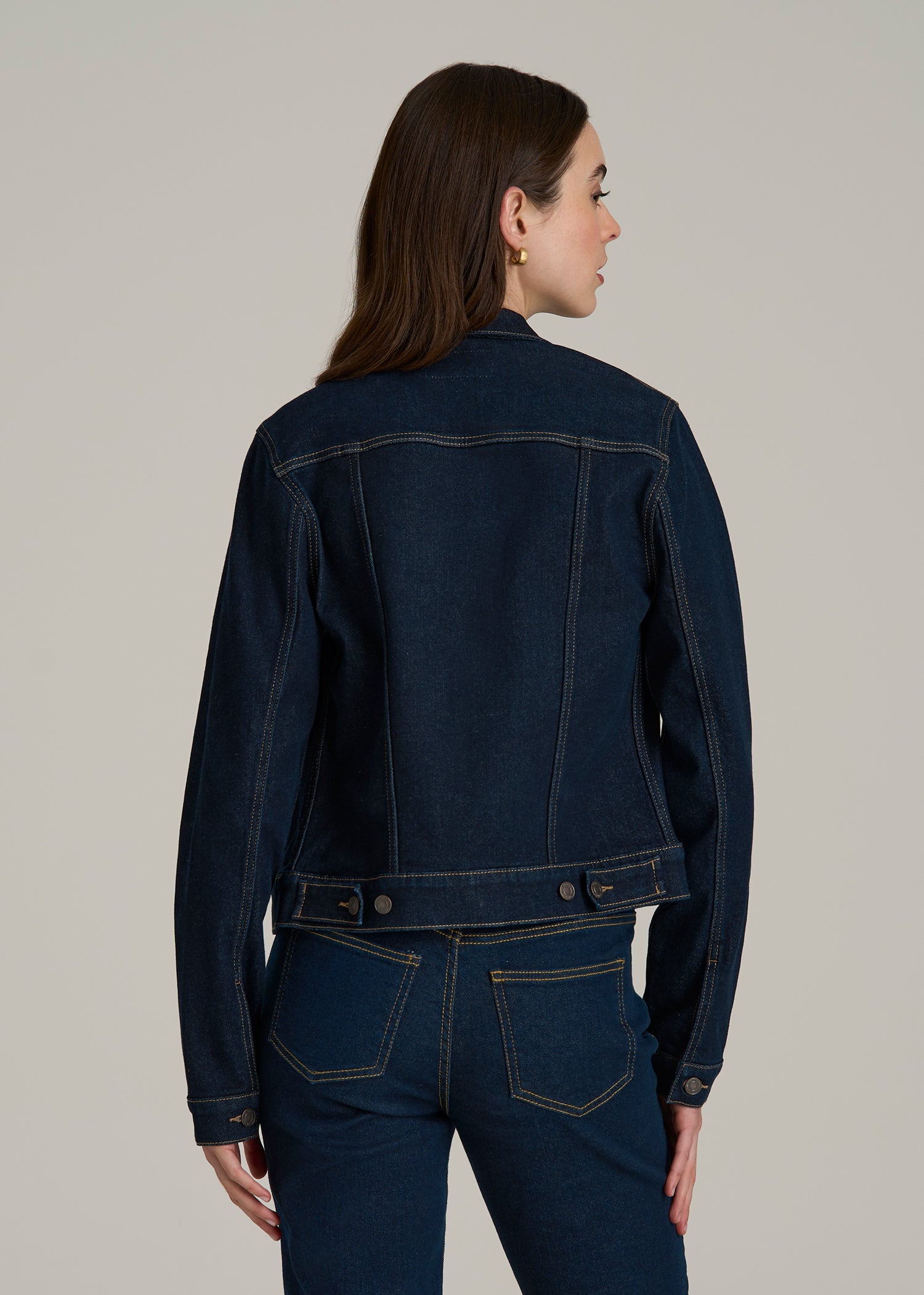 Classic Denim Jacket for Tall Women in Rinse Wash