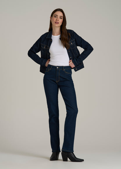 Classic Denim Jacket for Tall Women in Rinse Wash