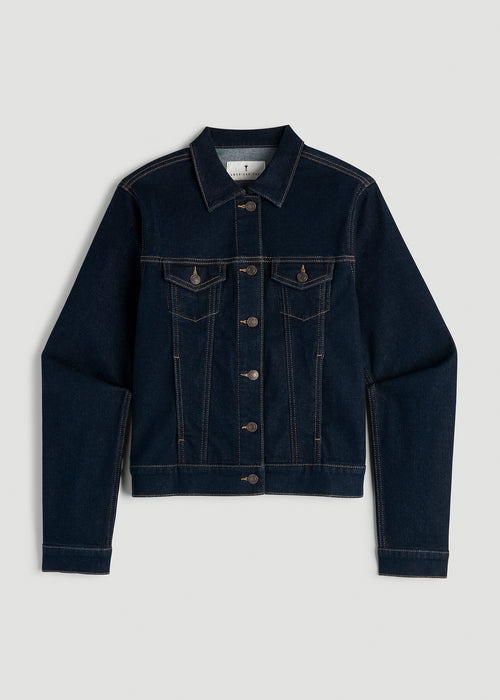 Classic Denim Jacket for Tall Women in Rinse Wash
