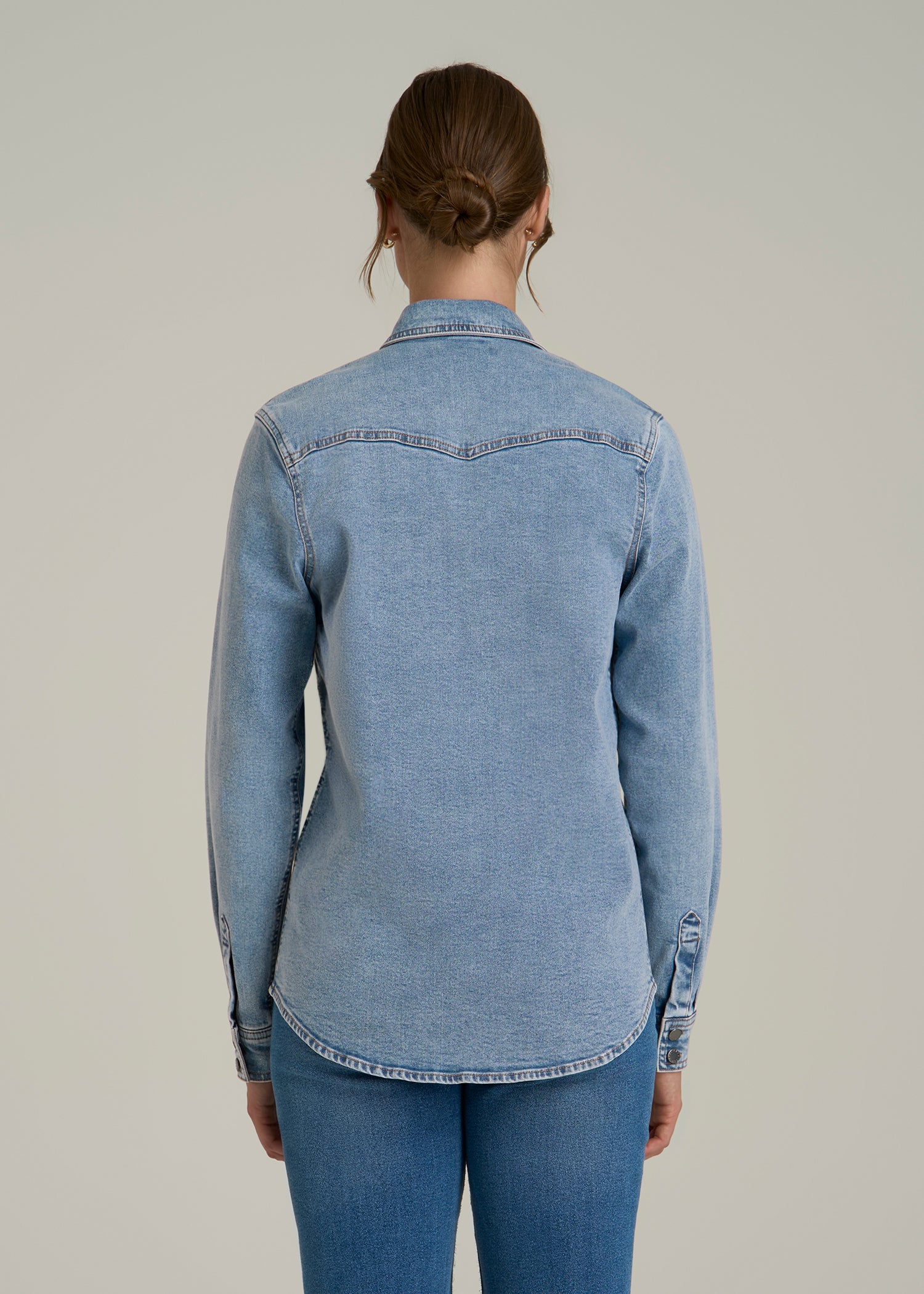 Western Denim Shirt for Tall Women in Heritage Faded