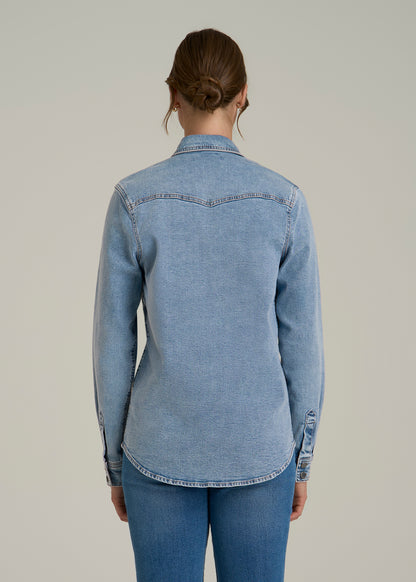 Western Denim Shirt for Tall Women in Heritage Faded