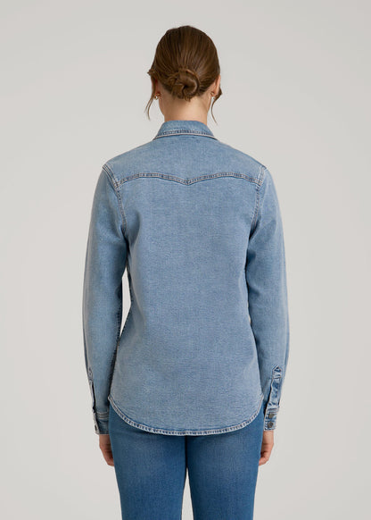 Western Denim Shirt for Tall Women in Heritage Faded