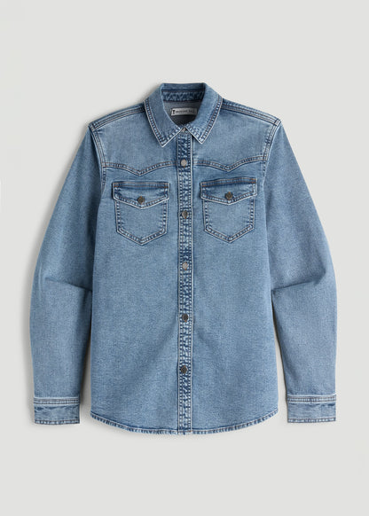Western Denim Shirt for Tall Women in Heritage Faded