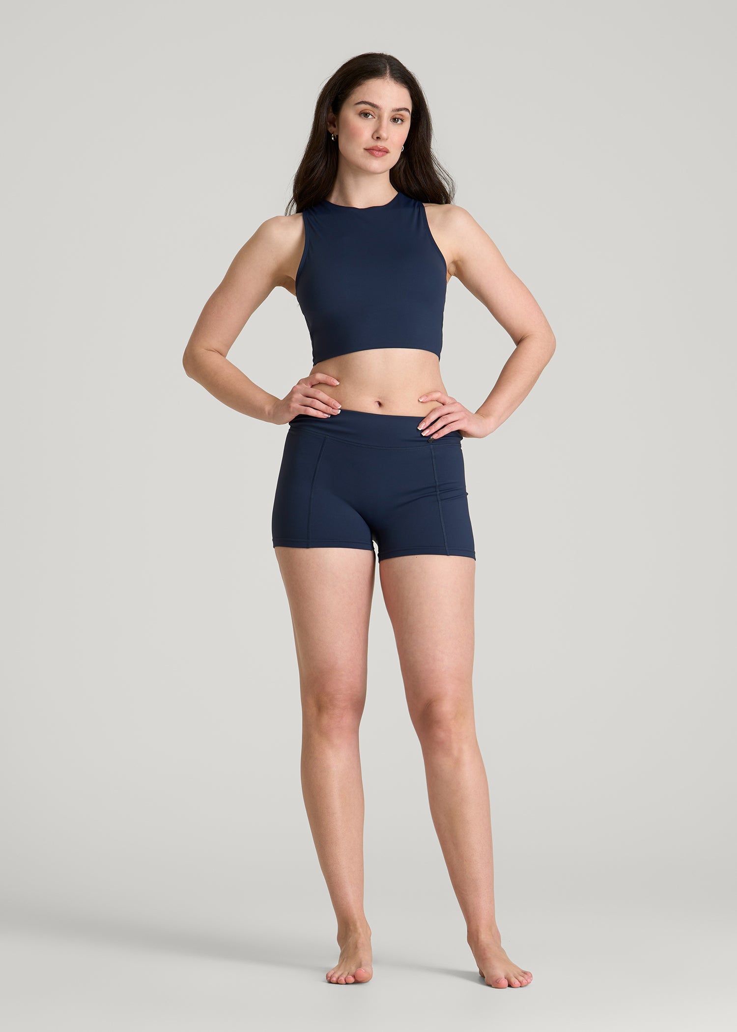 Fitted Hybrid Shorts for Tall Women in Navy Blue