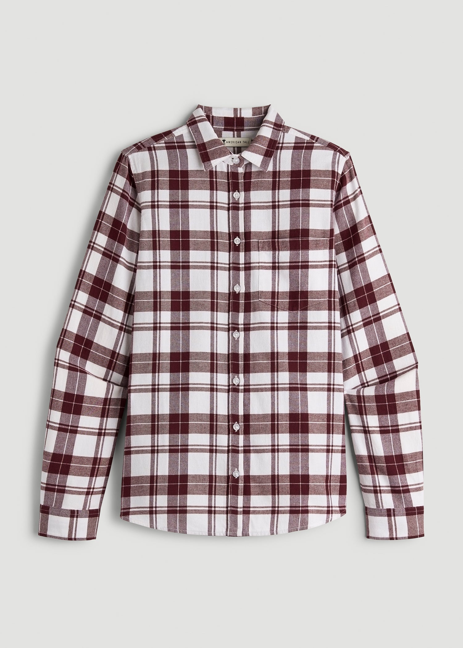 Flannel Button-Up Shirt for Tall Women in Port Royale Plaid