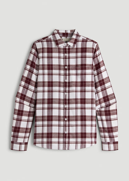 Flannel Button-Up Shirt for Tall Women in Port Royale Plaid