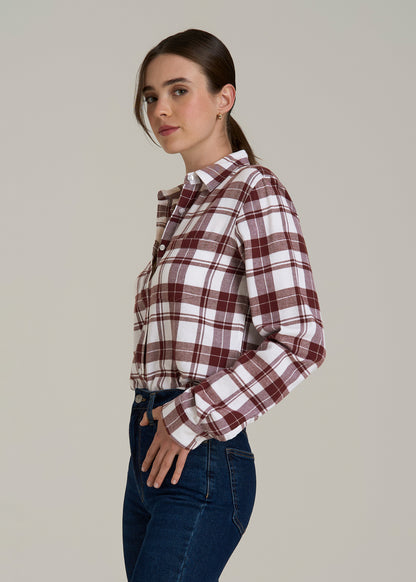 Flannel Button-Up Shirt for Tall Women in Port Royale Plaid