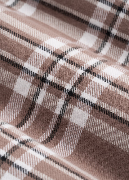 Flannel Button-Up Shirt for Tall Women in Woodsmoke with Black