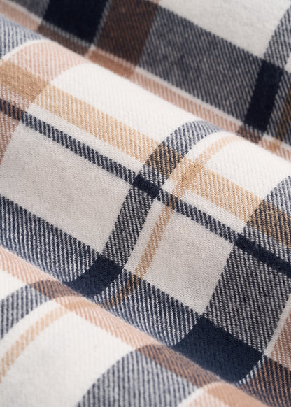 Flannel Button-Up Shirt for Tall Women in Woodsmoke with Navy