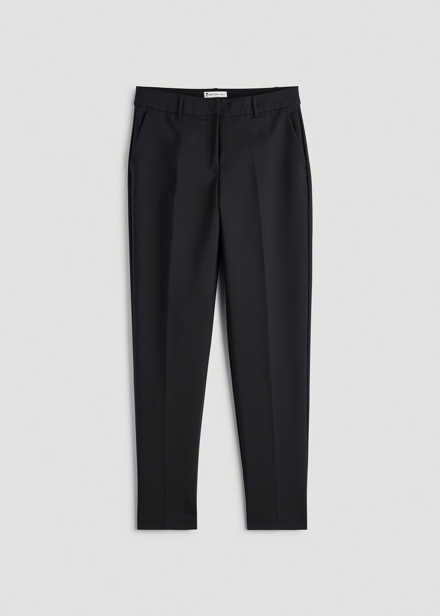 Flat Front Tapered Dress Pants for Tall Women in Black