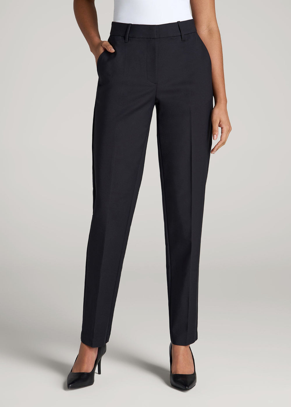 Flat Front Tapered Dress Pants for Tall Women