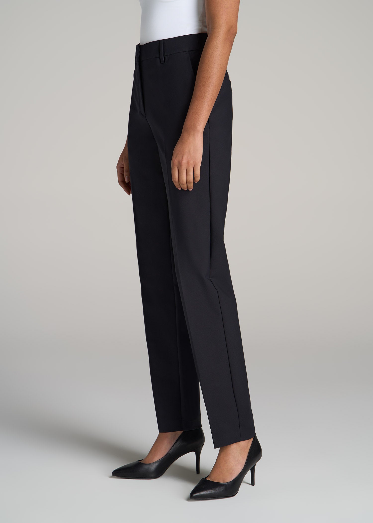 Flat Front Tapered Dress Pants for Tall Women