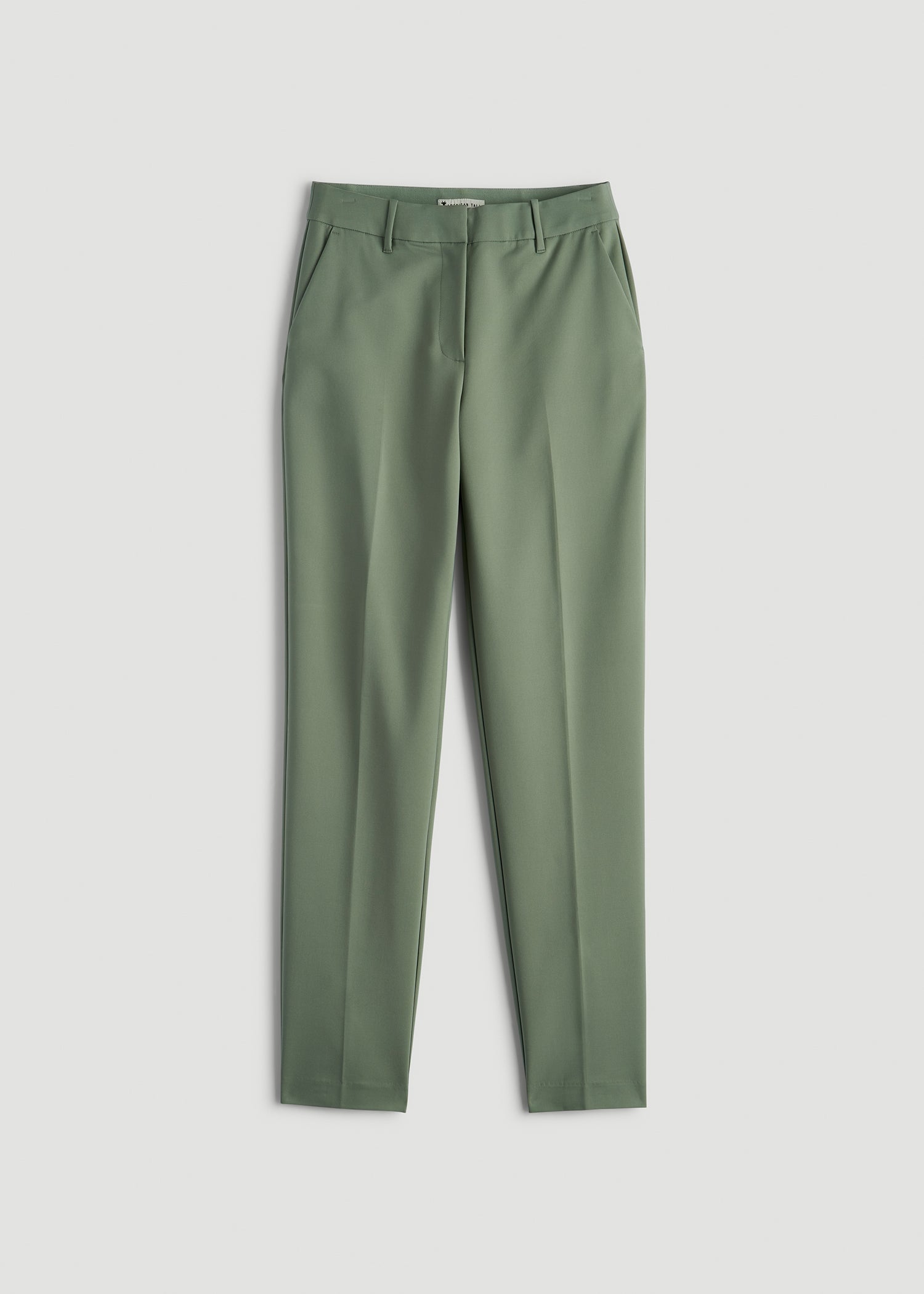 Flat Front Tapered Dress Pants for Tall Women in Dark Seagrass