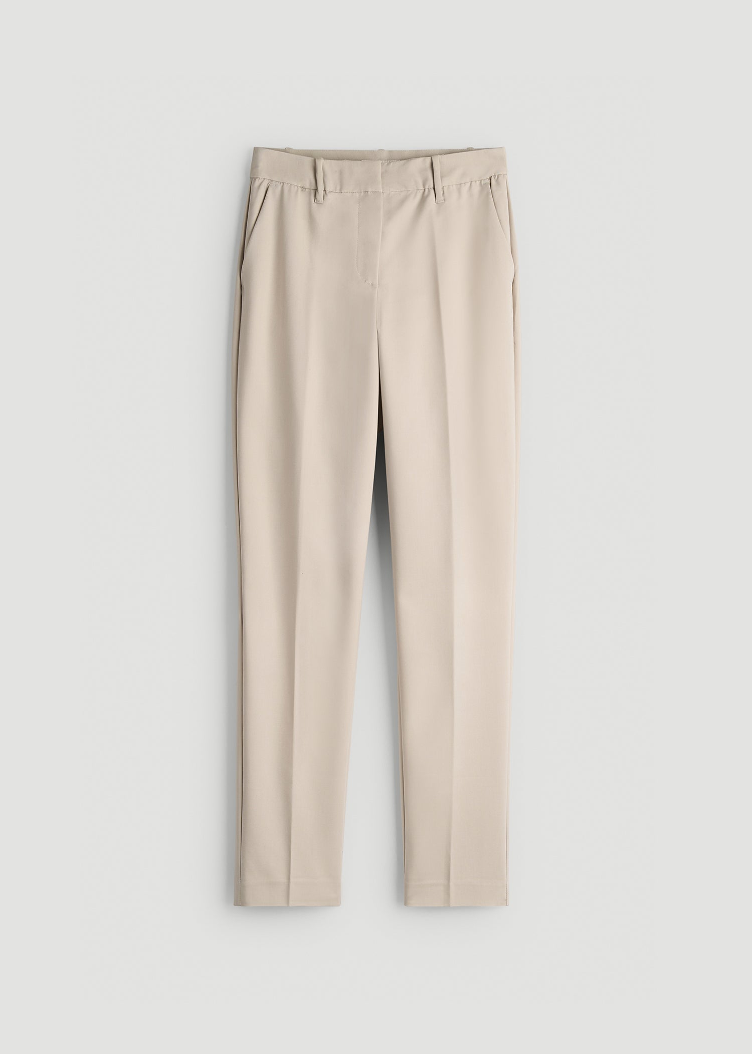 Flat Front Tapered Dress Pants for Tall Women in Stone