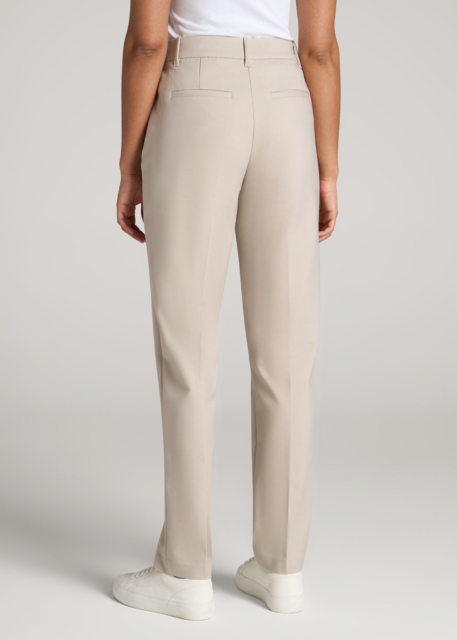 Flat Front Tapered Dress Pants for Tall Women in Stone 12 / Tall / Stone