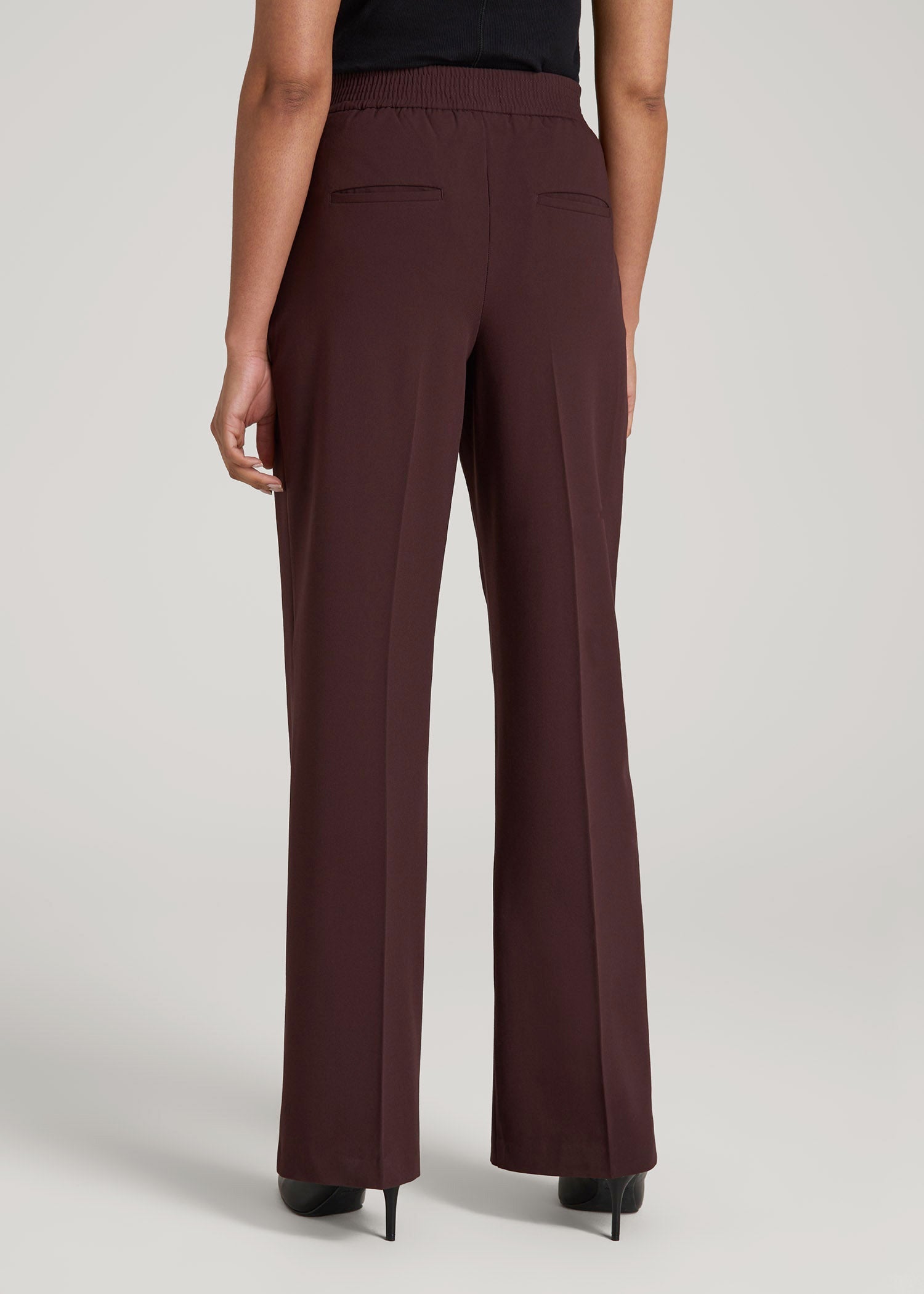 Flat Front Wide Leg Dress Pants for Tall Women in Oxblood 20 / Tall / Oxblood