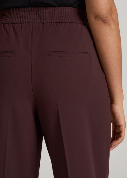 Flat Front Wide Leg Dress Pants for Tall Women in Oxblood