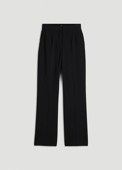 Flat Front Wide Leg Dress Pants for Tall Women in Black