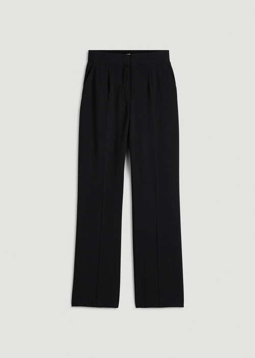 Flat Front Wide Leg Dress Pants for Tall Women in Black