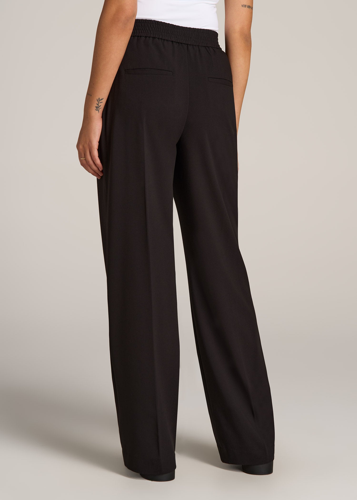 Elastic Waist Black Dress Pants Womens Women'S Satin Wide Leg Pants High Waist Elastic Trousers Office Elastic Waist Black Dress Pants Womens Women'S Satin Wide Leg Pants High Waist Elastic Trousers Office