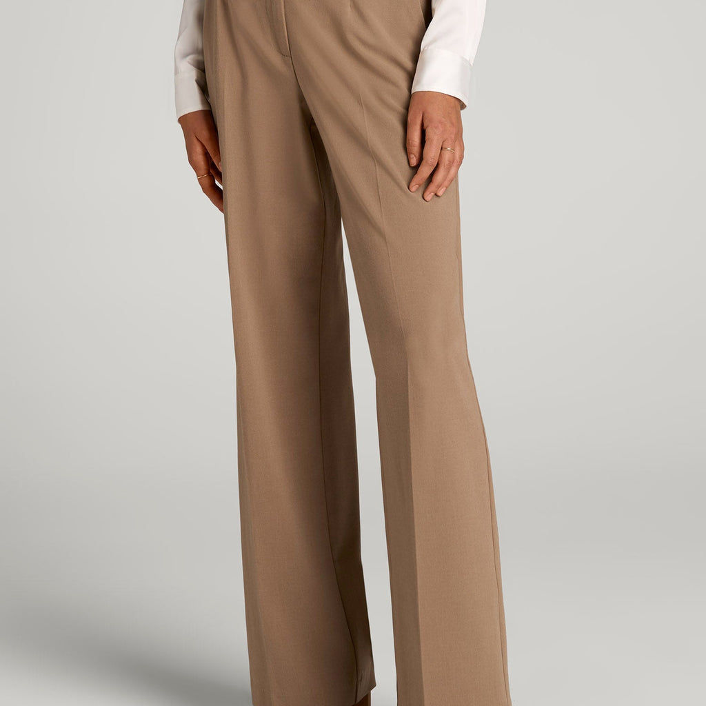 dress pants and tops for ladies Flat Front Wide Leg Dress Pants for Tall Women in Fawn 20 / Tall / Fawn