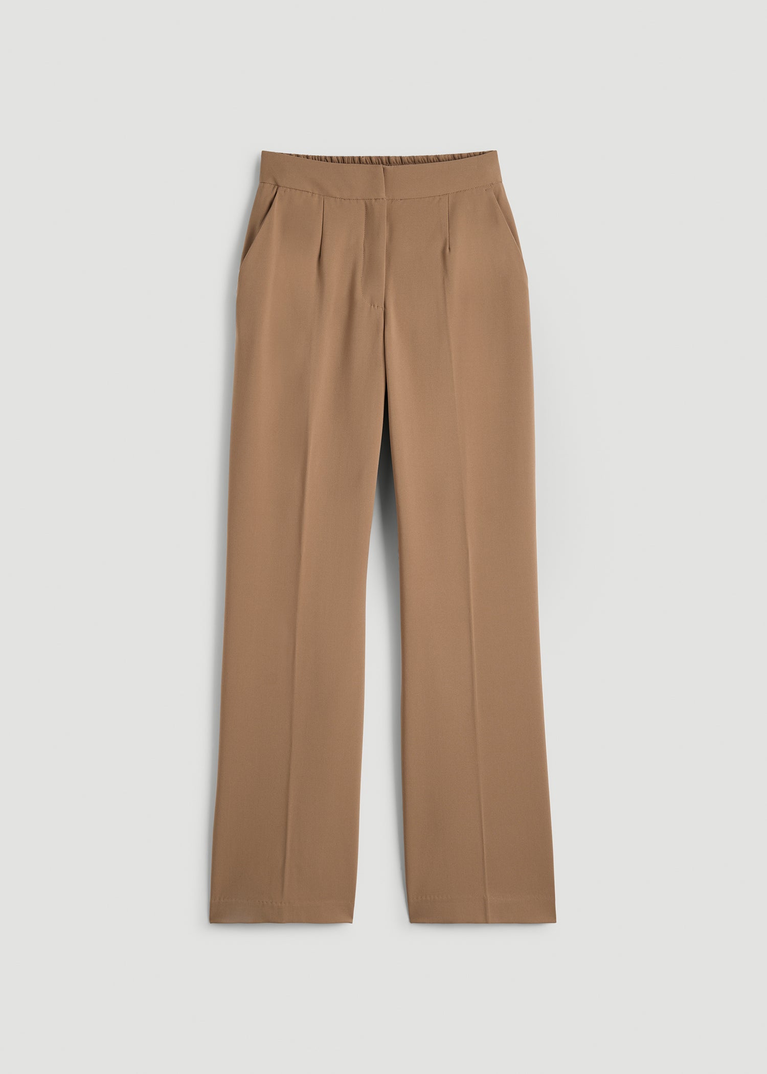 Flat Front Wide Leg Dress Pants for Tall Women in Fawn
