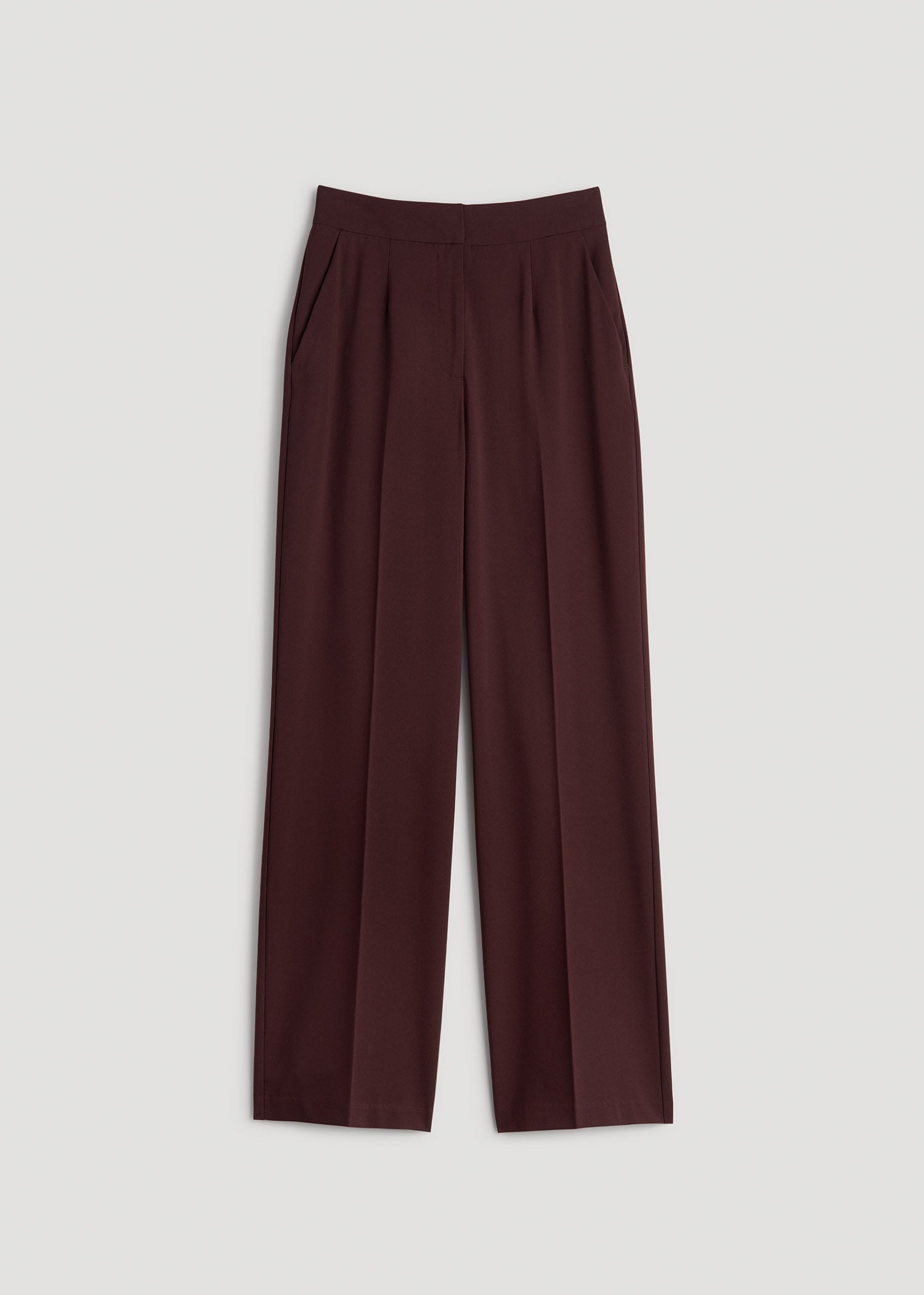 Flat Front Wide Leg Dress Pants for Tall Women in Oxblood