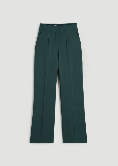 Flat Front Wide Leg Dress Pants for Tall Women in Smoky Pine