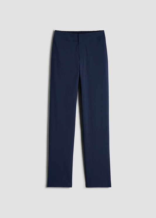 Pull On Fleece Lined Trouser Pants for Tall Women in Navy