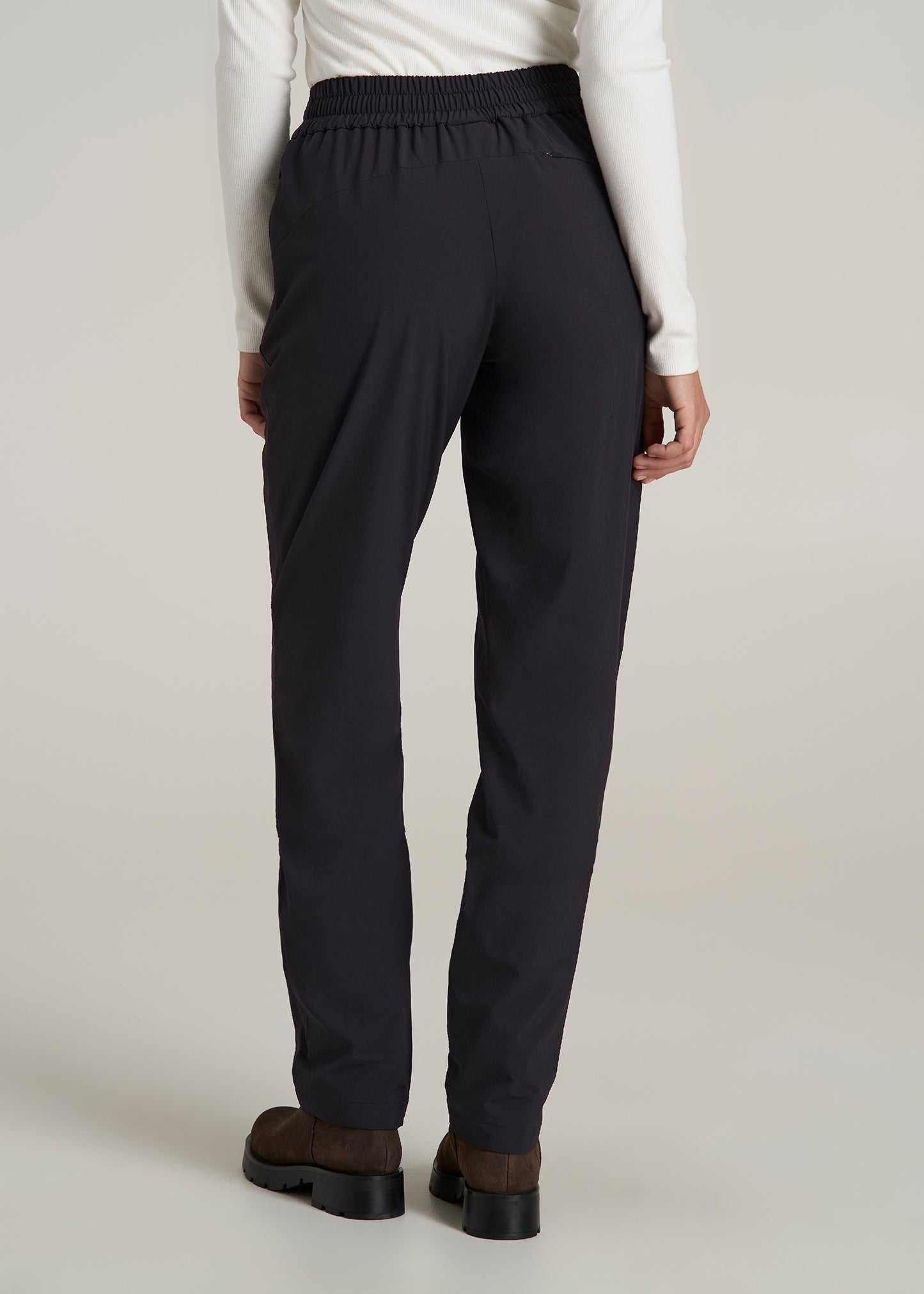 Pull On Fleece Lined Trouser Pants for Tall Women in Black