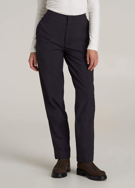 Pull On Fleece Lined Trouser Pants for Tall Women in Black