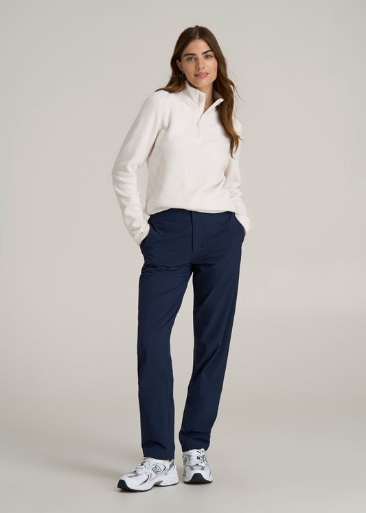 Pull On Fleece Lined Trouser Pants for Tall Women in Navy