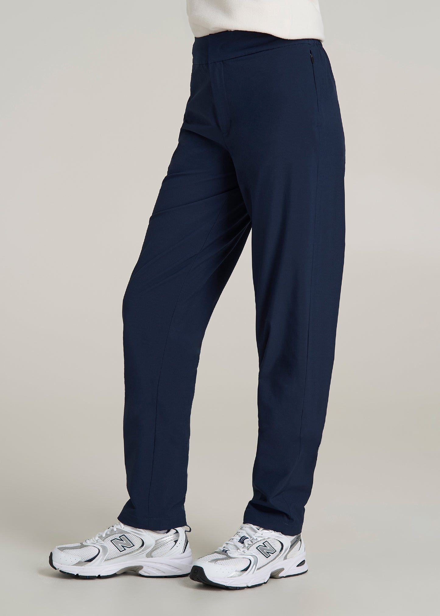 Pull On Fleece Lined Trouser Pants for Tall Women in Navy