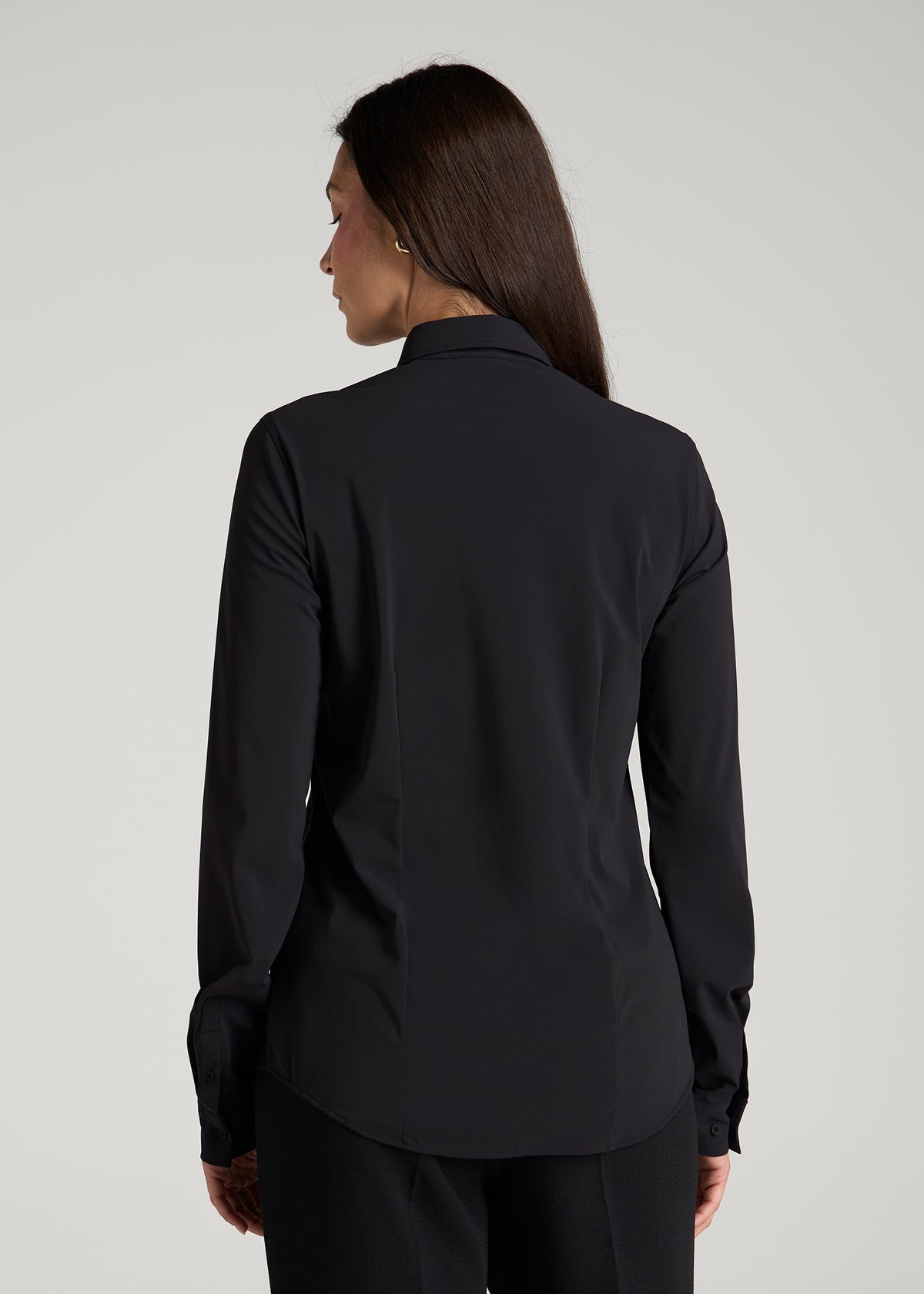Flex Tech Button Shirt for Tall Women in Black