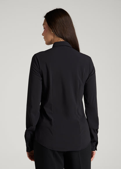 Flex Tech Button Shirt for Tall Women in Black
