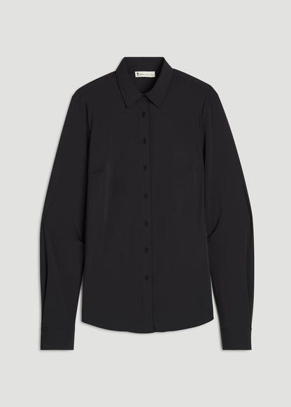 Flex Tech Button Shirt for Tall Women in Black