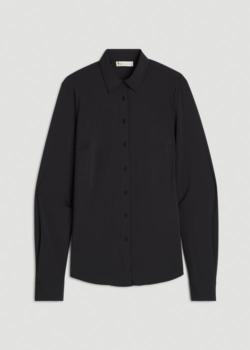Flex Tech Button Shirt for Tall Women in Black