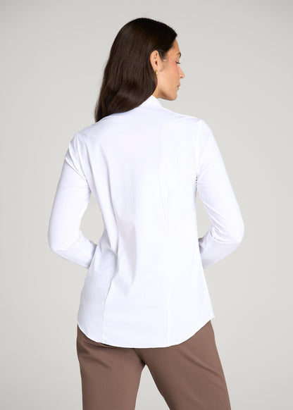 Flex Tech Button Shirt for Tall Women in Optic White