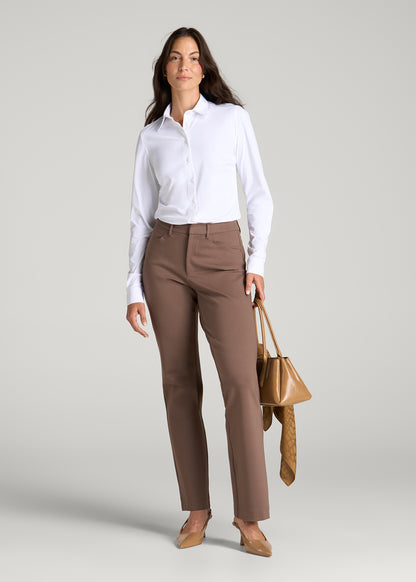 Flex Tech Button Shirt for Tall Women in Optic White