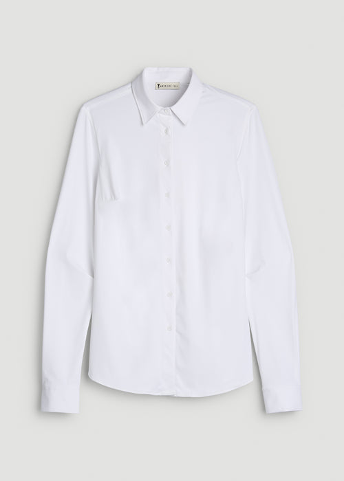 Flex Tech Button Shirt for Tall Women in Optic White