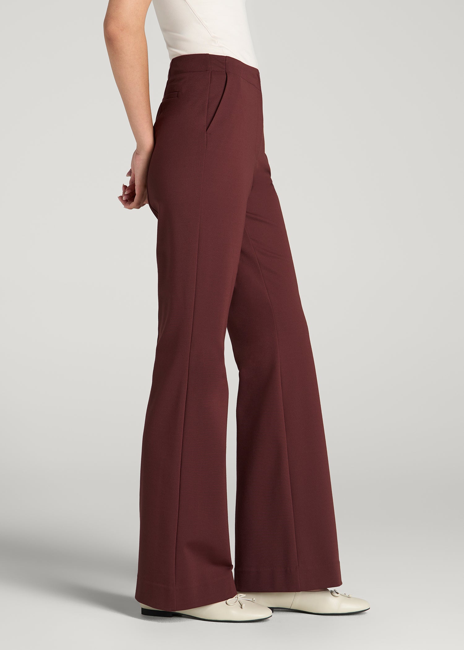 Freedom Flex Flare Dress Pants for Tall Women in Rum Raisin