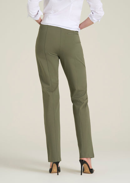 Freedom Flex Slim Straight Leg Dress Pants for Tall Women in Olive